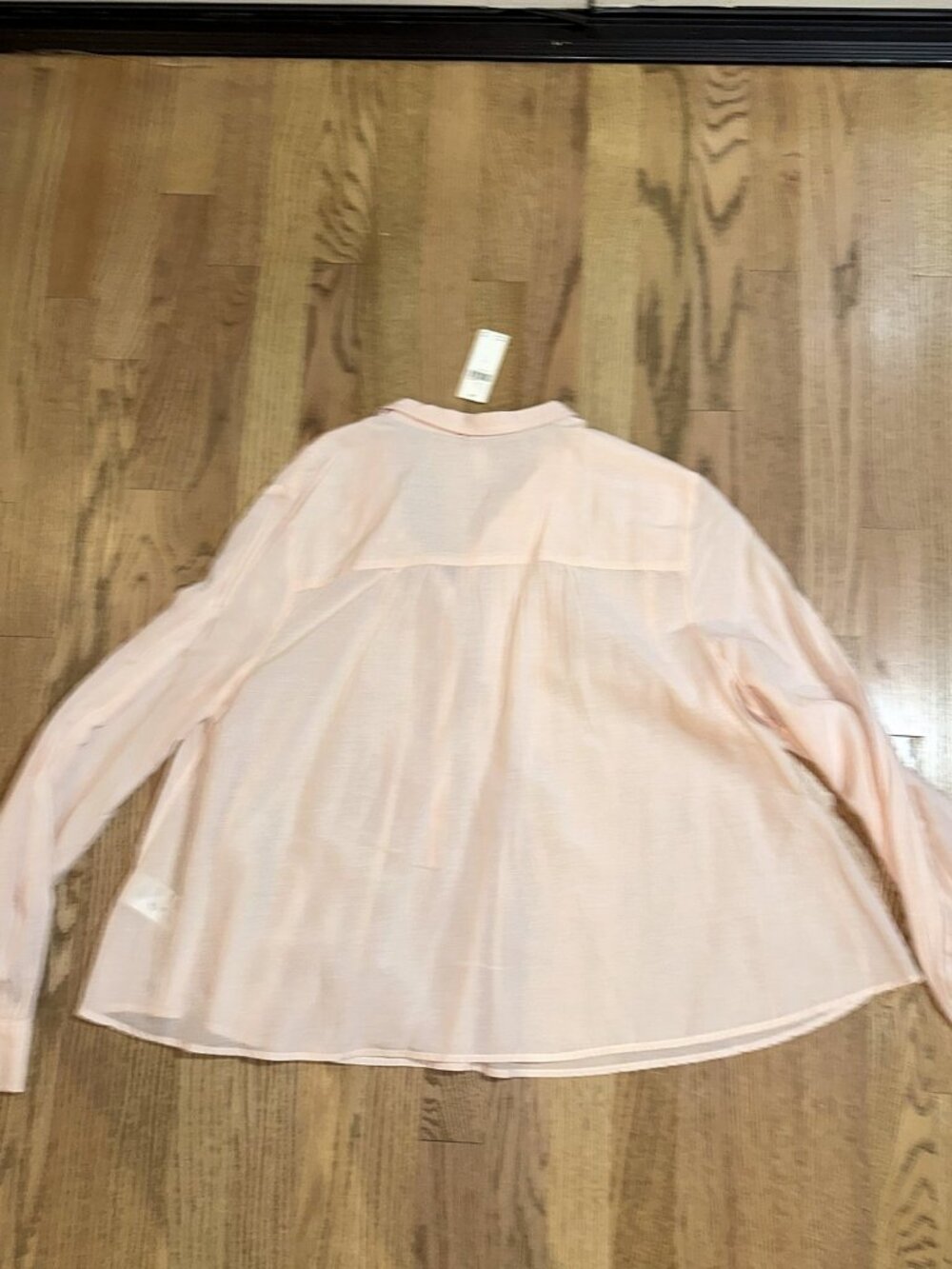 NWT Pilcro Anthropologie Blush Pink Pintucked Button Front Blouse Size L